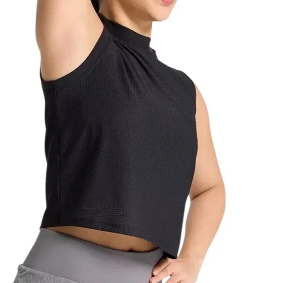 CALIA Womens Open Mesh Mock Neck Tank Top Black Workout Athletic Small Gym New - Picture 3 of 13